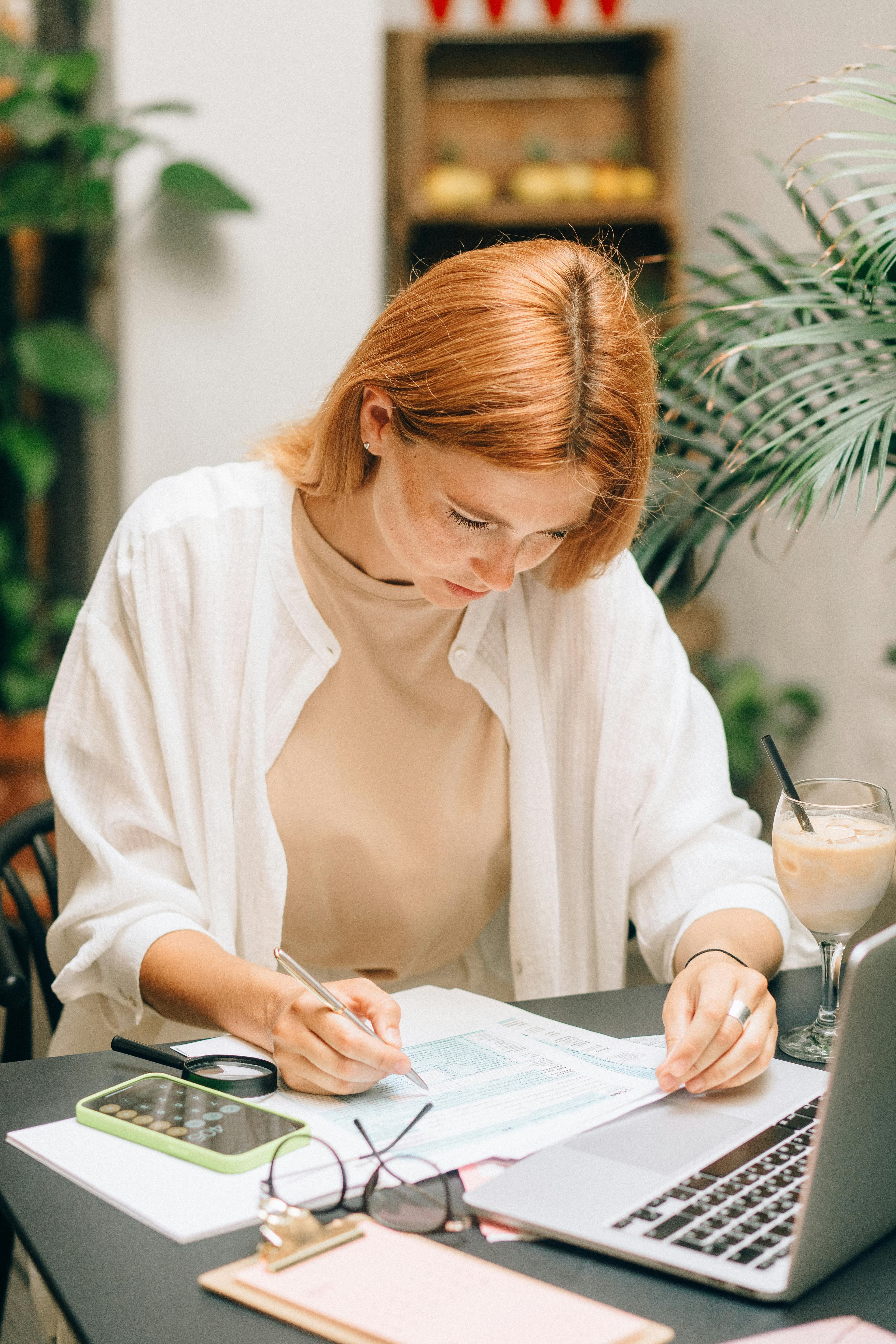 Professional reviewing tax documents